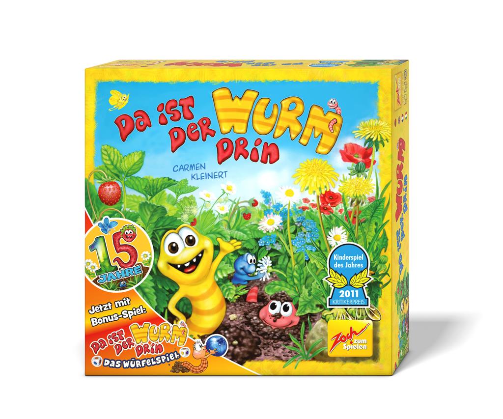 Da ist der Wurm drin Jubiläumsausgabe Kinder-Spiel, Würfelspiel, Sortier-Spiel, Gelb, Bunte Blumen