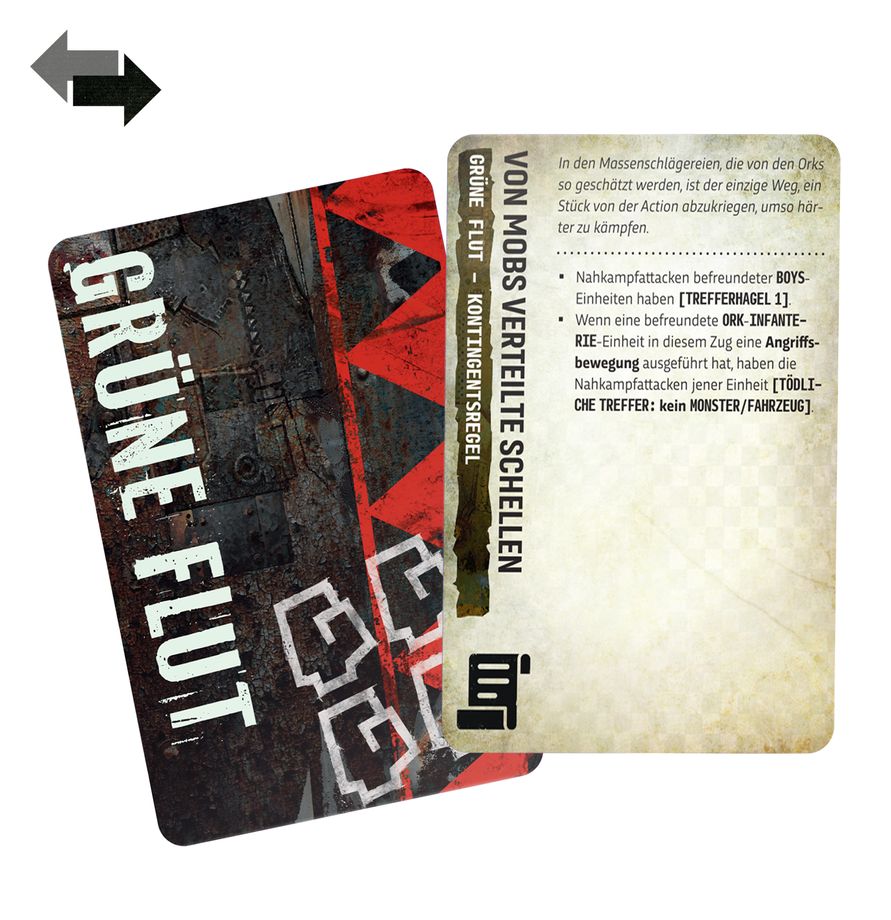 Warhammer 40K: Command Pack - Orks dt. Kartenformat, Spielkarten, Grafik, Rot-Schwarz, Design