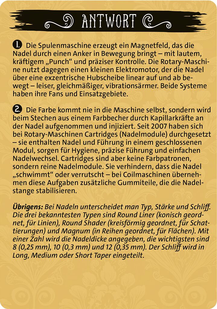 Das Grosse Tattoo Quiz text, Anleitung, Betriebsanweisung, deutsch, Karte