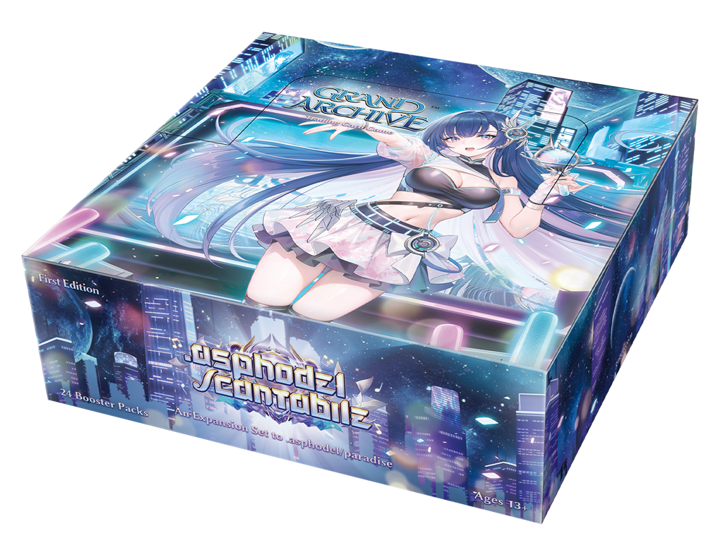 Grand Archive TCG: .asphodel/cantabile Booster Display (24) anime-stil, karten spiel, boxen art, stadtlandschaft, weibliche figur