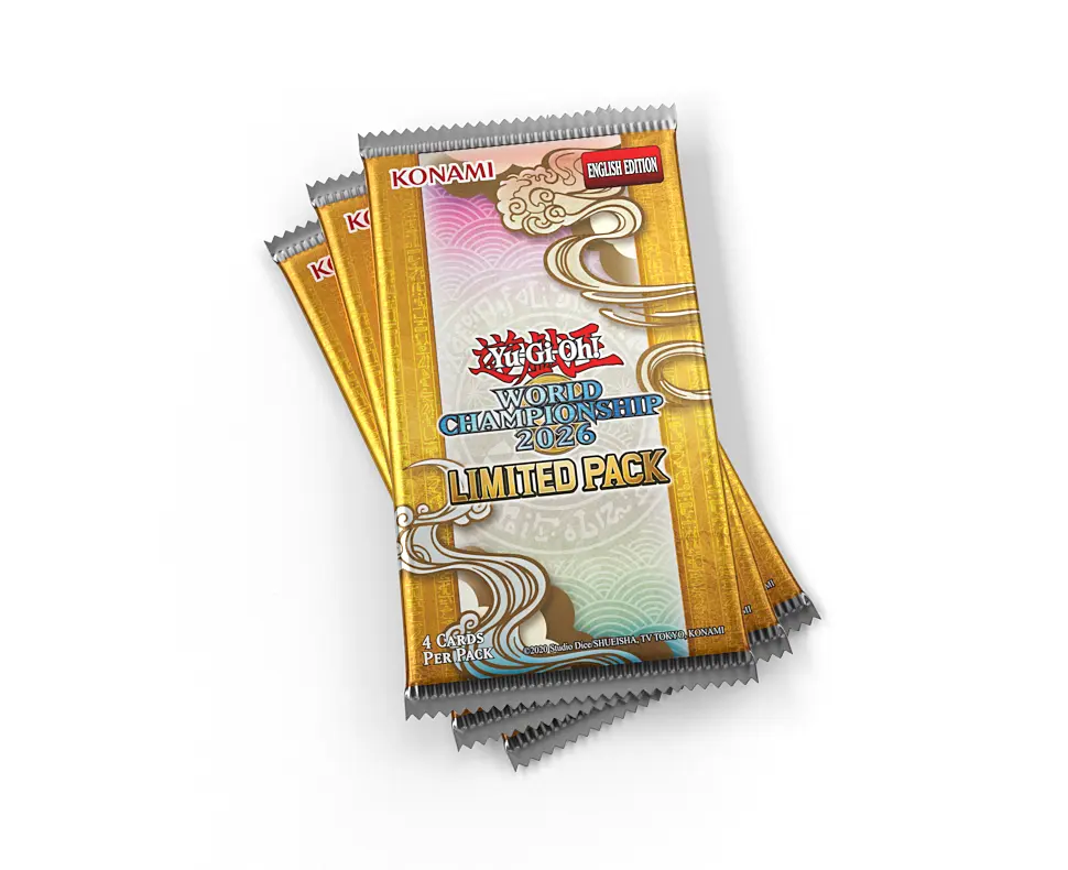 Kartenpackung, Yu-Gi-Oh!, Weltmeisterschaft 2026, Limitierte Packung, 4 Karten pro Pack