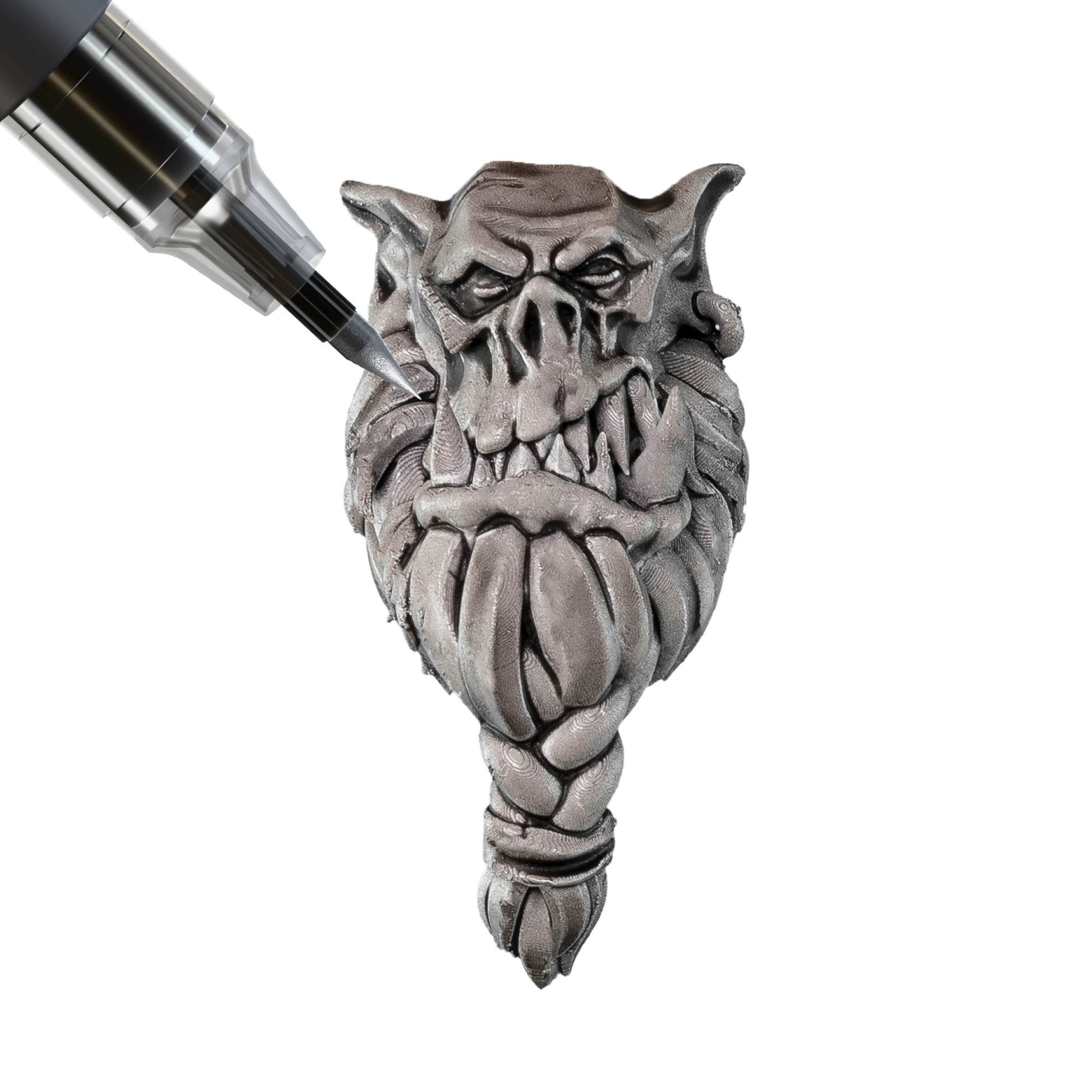 Kunstskulptur, Steinplastik, Schädelmotiv, Torso-Skulptur, Miniaturskulptur