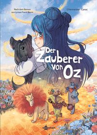 Zauberer von Oz Frau mit Haaren, Tierbande, Zauberer-Märchen, Löwe, Hund, Kleidung, Tierfigur, Wandkalender, Kühler Farbton, Meerblaue Haare