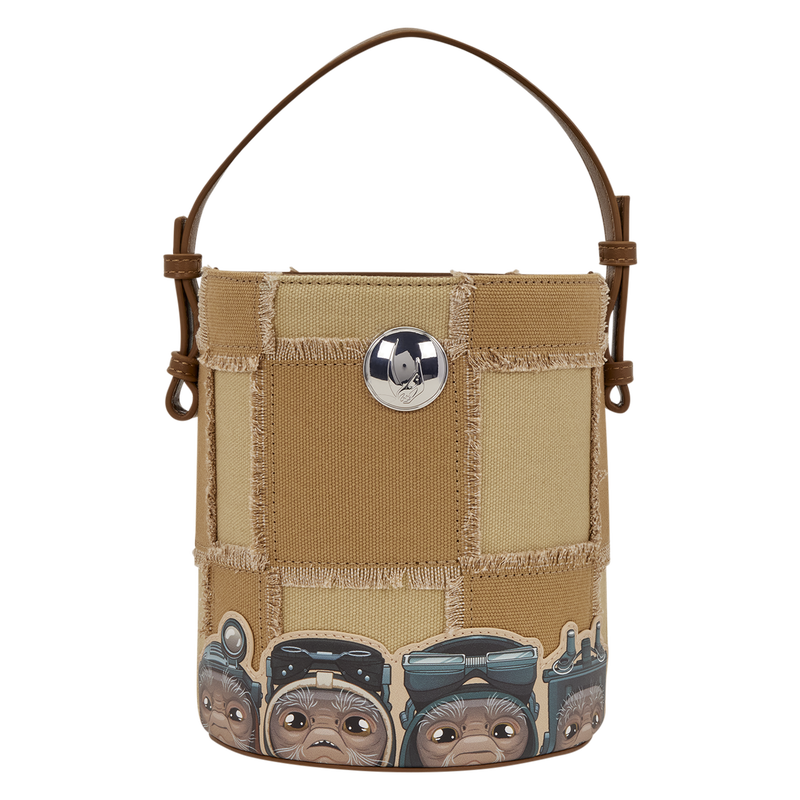 Star Wars: Umhängetasche Grogu & Anzellan Tasche, Mini-Tasche, Canvas, Korboptik, Tier-Motiv