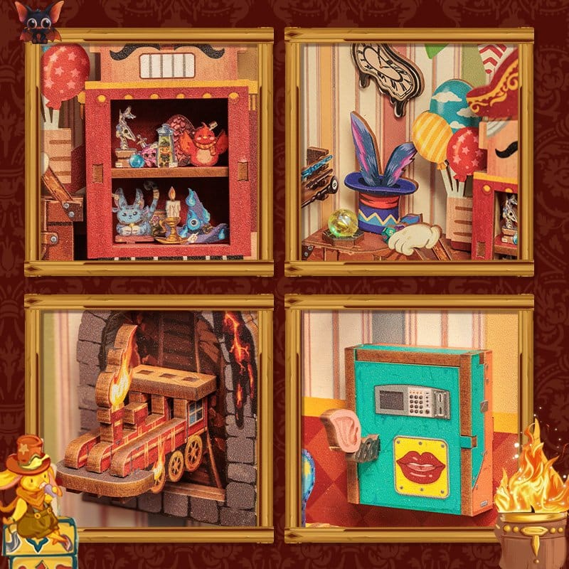 Miniatur, Diorama, Kabinett, Kamin, Feuerstelle