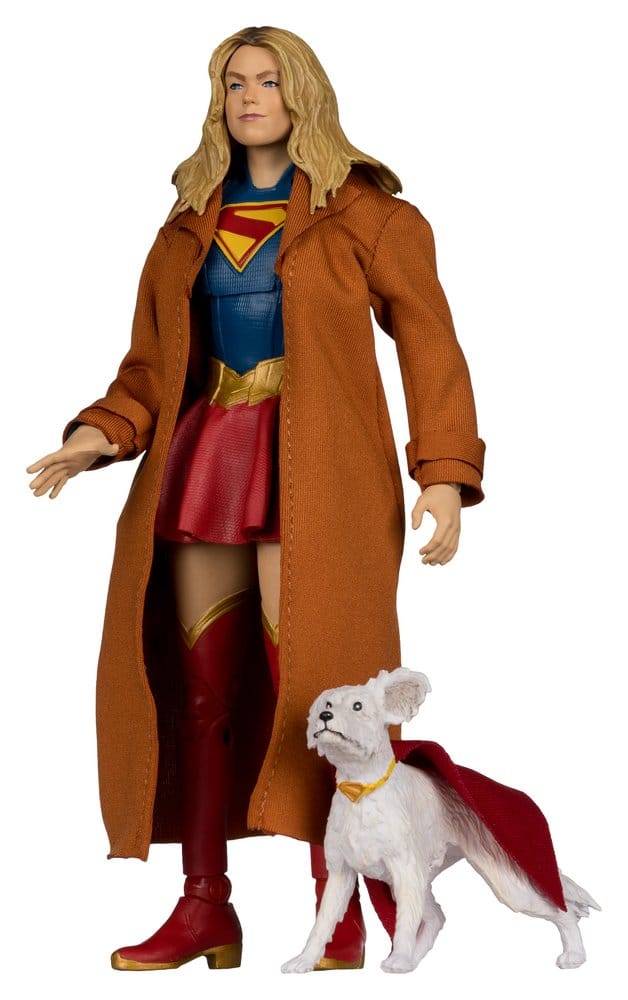 DC Multiverse AF: Supergirl & Krypto Deluxe Theatrical Edition (Gold Label) 17cm Supergirl, Mantel, Kostüm, Coat, Hund