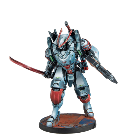 mecha, robot, schwert, actionfigur, bläulich-grau