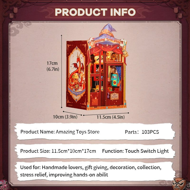 Booknook: Amazing Toy Store toy cabinet, miniature store, manual lights, interactive, collectible