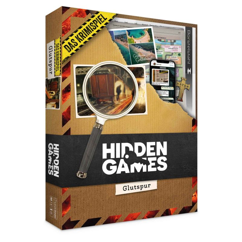 Hidden Games: Glutspur (Fall 16) Hidden Games, Brettspiel, Kartonbox, Vergrößerungsglas, Glutspur