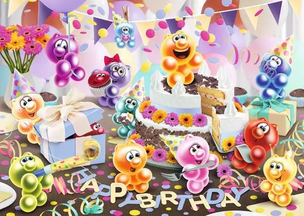 party, kuchen, geburtstag, ballons, figuren