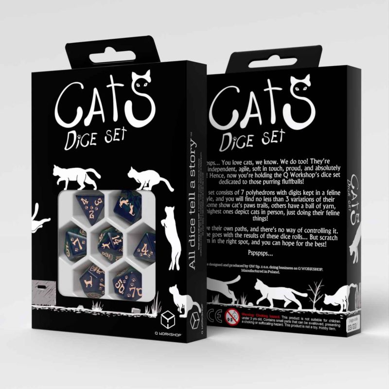 Cats Dice Set: Mittens WÜRFELSET, WÜRFEL, WÜRFELDECKEL, POLYEDER, SCHWARZE BOX
