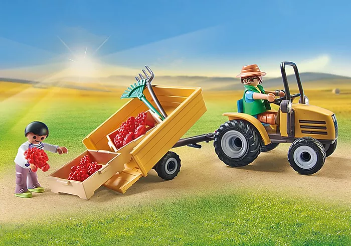 Playmobil: Bauernhof - Traktor mit Anhänger und Wassertank