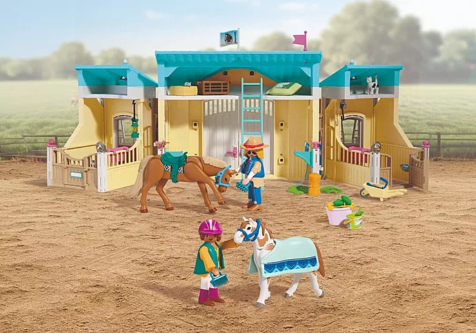 Pferdestall, Gehäuse, Playset, Pferdefigurine, Grasboden