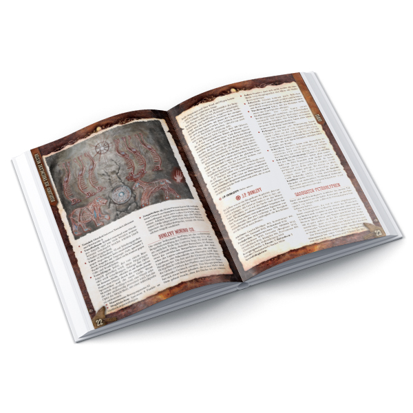 Savage Worlds RSP: Deadlands - Durch den abscheulichen Nordwesten Buch, offenes Layout, Drucktext, Illustrationen, Spreads