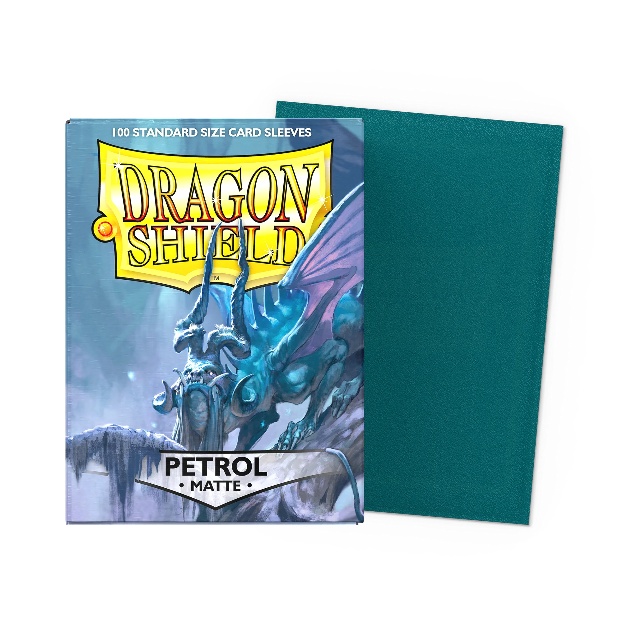 dragon shield, card sleeves, petrol matte, 100 standard size, artwork