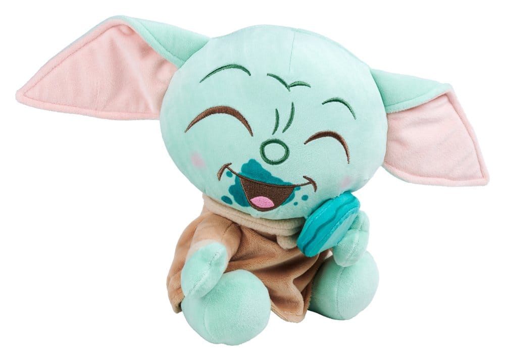 Plüschspielzeug, Baby-Yoda, grüner Plüsch, lange Ohren, braune Kleidung