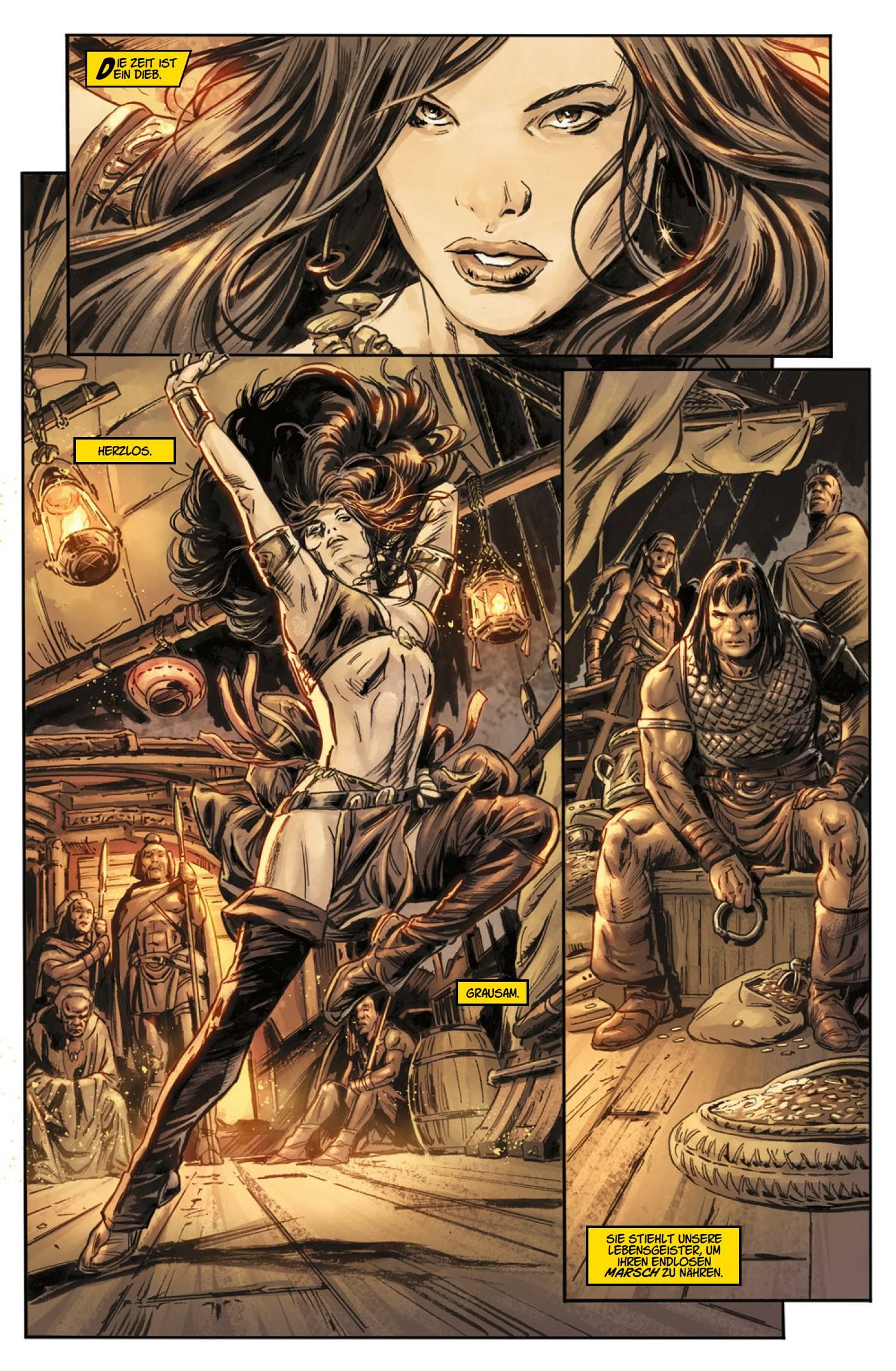 Comic, Szene, Kriegerin, Waffenrüstung, Schatzkiste