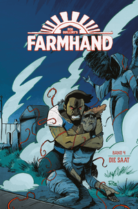 Farmhand Bd.4. Die Saat SC Grim Reaper, Farming tool, Animal companion, Blue background, Comic book