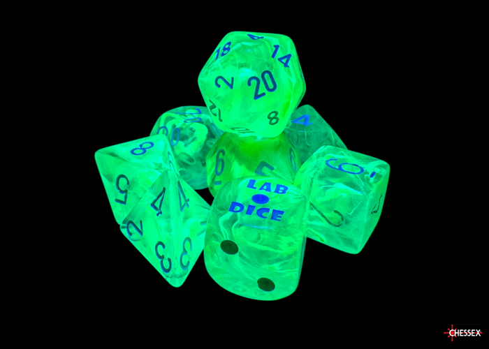 Lab Dice: Nebula Gelatinous/white 7 Würfelset