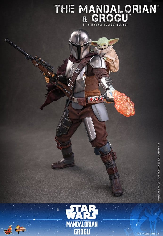 Star Wars AF: Mandalorian & Grogu Masterpiece AF 31cm Mandalorian, Grogue, Actionfigur, Körperrüstung, Lichtschwert-ähnliche Waffe