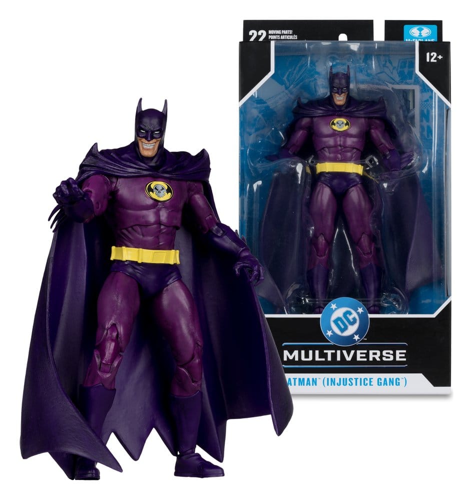 Batman-Figur, DC-Multiverse, lila Anzug, Cape, Aktionsfigur