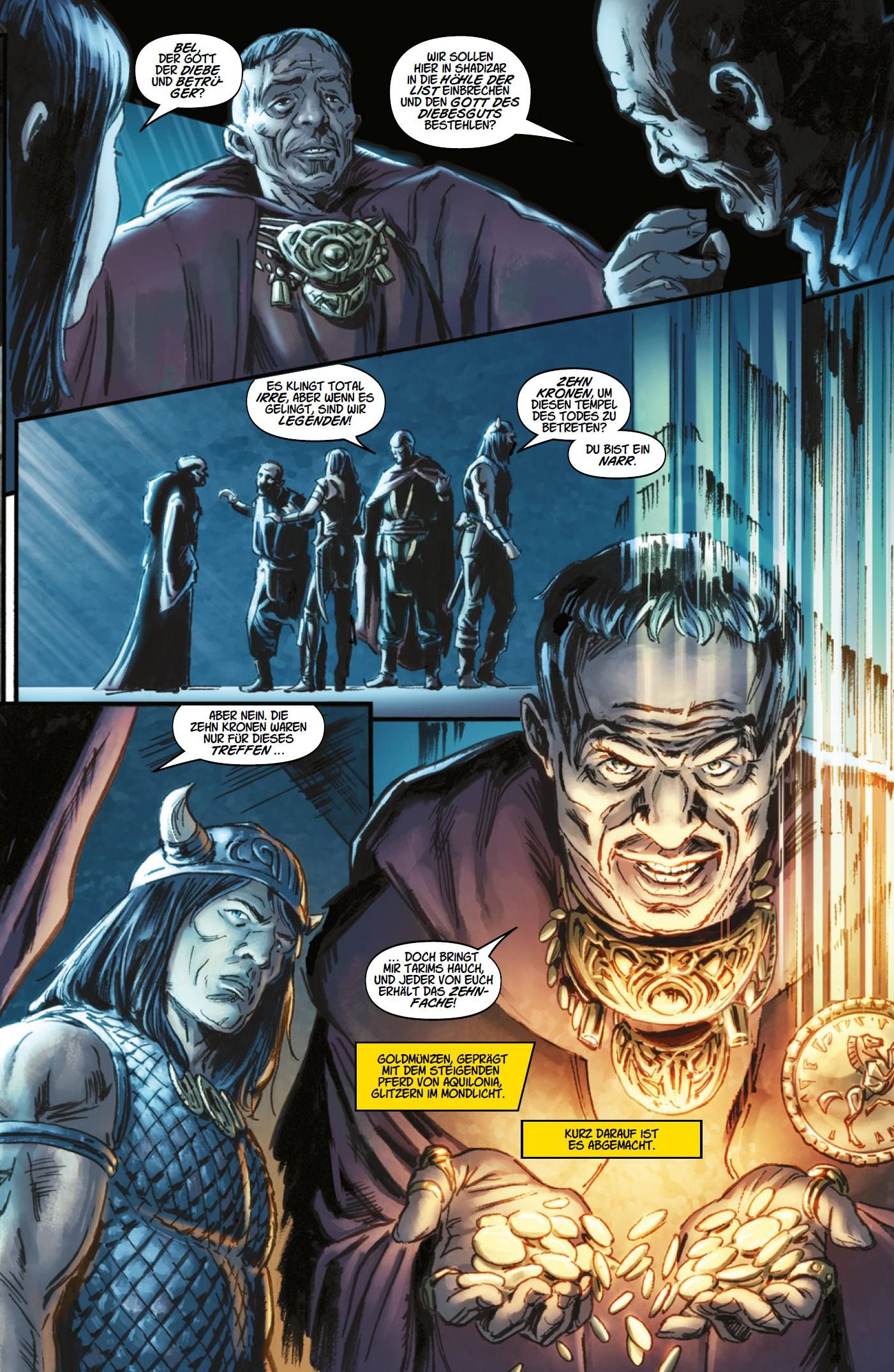 Comic, Panel, Figurine, Gold coins, Crown jewel