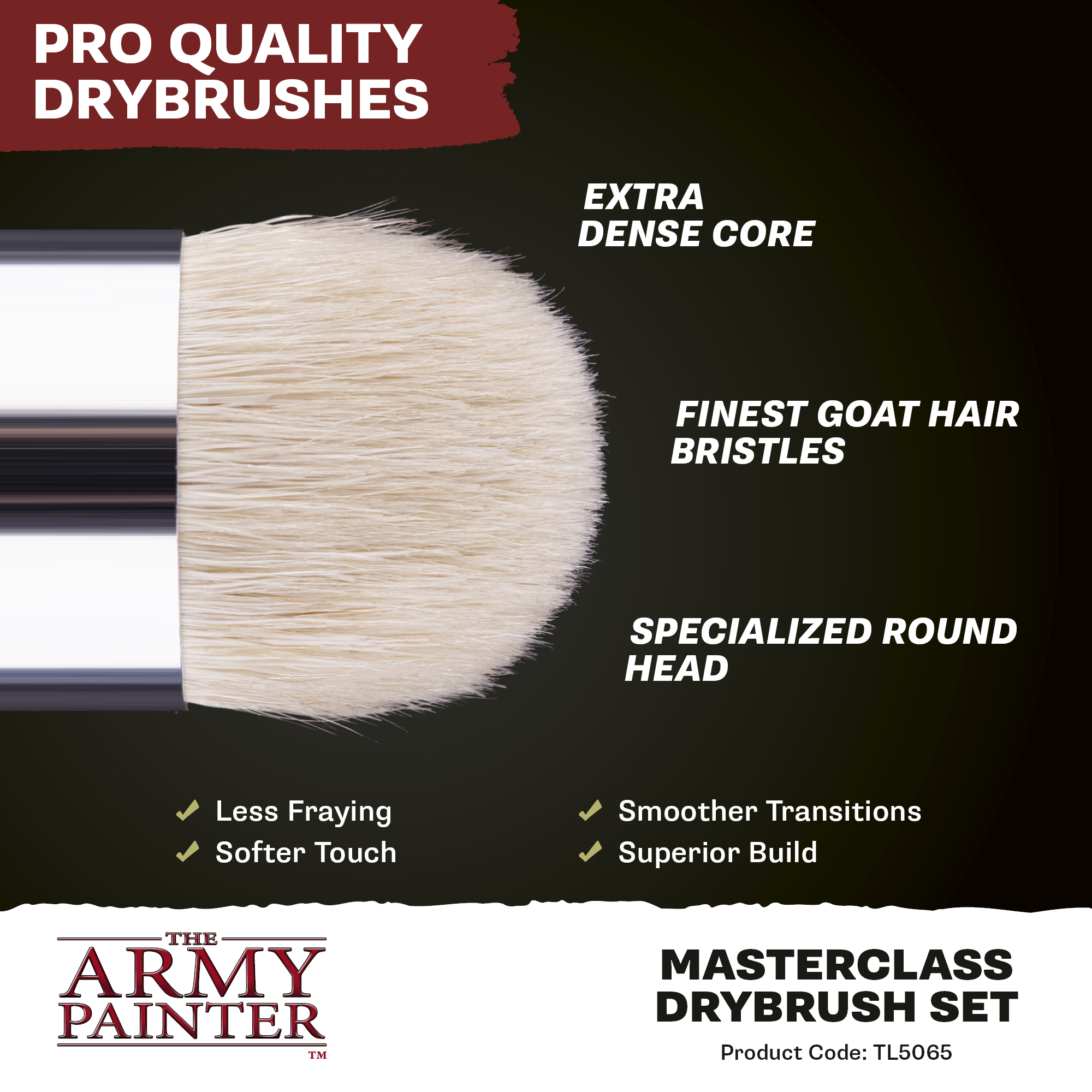 Army Painter: Masterclass Drybrush Set Pinsel, Make-up Pinsel, Kunstpinsel, Weißer Haarpinsel, Profi Pinselset