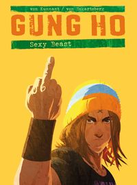 Punk-Poster, Gung Ho, Sexy Beast, Gelb-Orange Hintergrund, Illustration