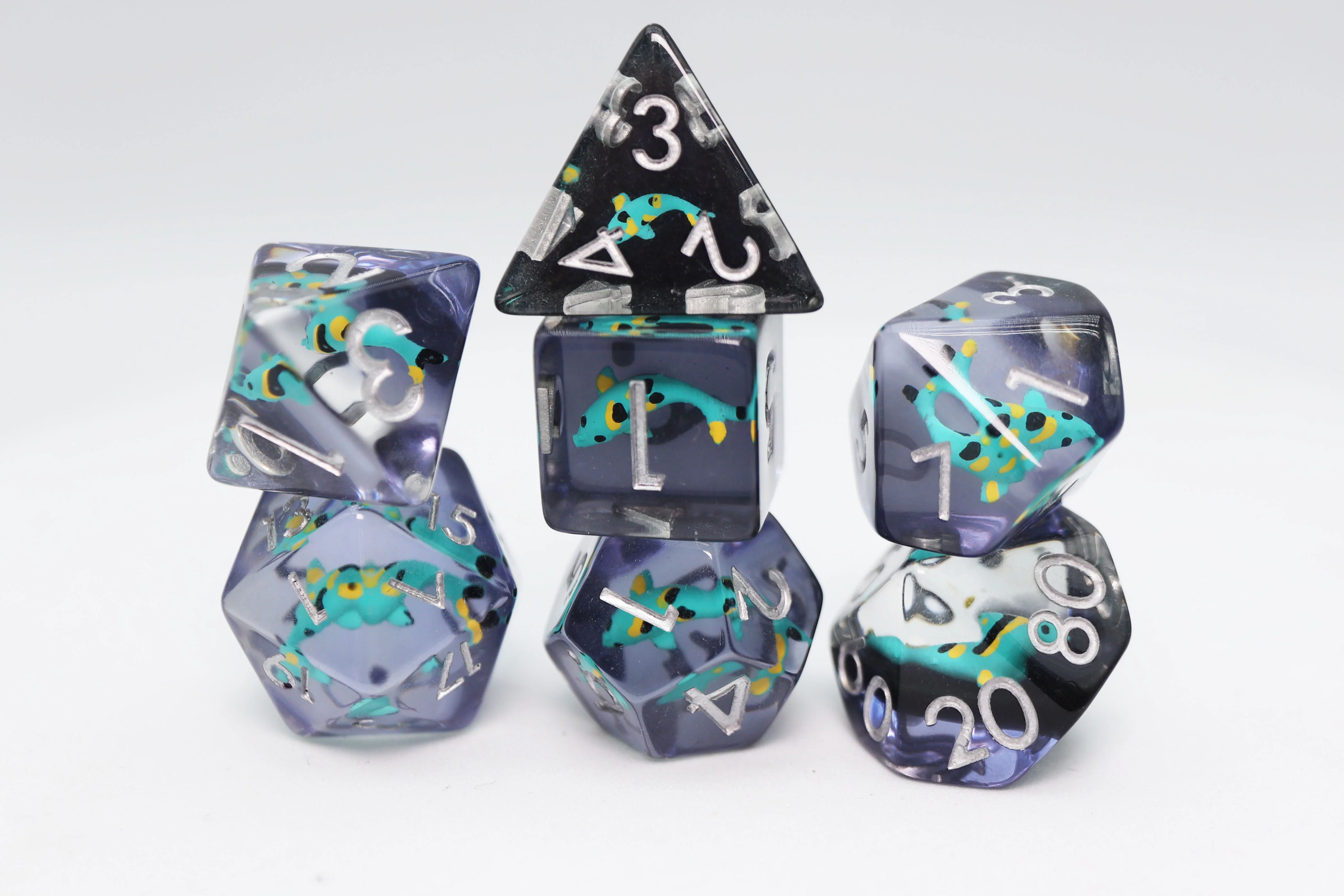 Polyhedral Dice Set: Turquoise Koi (7)