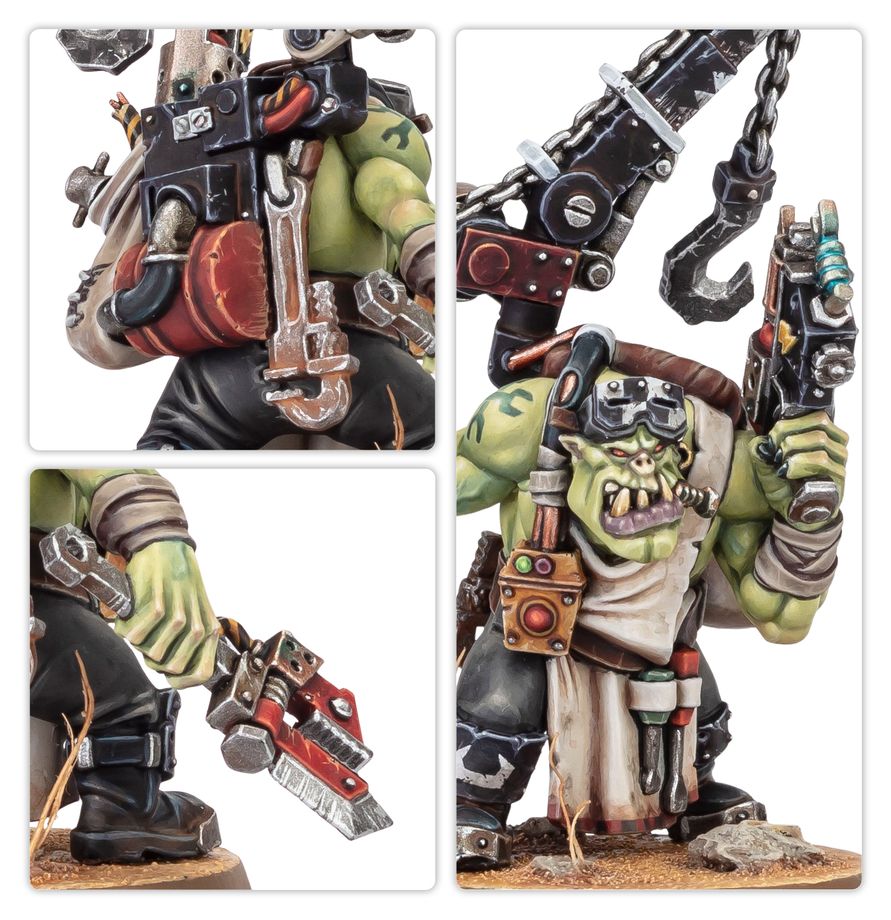 Warhammer 40K: Orks - Mek Orc, Actionfigur, Hiebwaffe, Kette, Gameplay-Accessoire