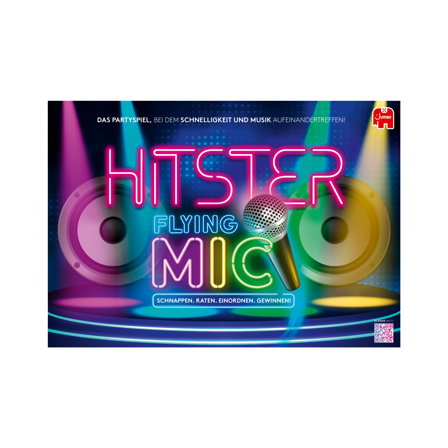 Neon-Licht, Mikrofon, Lautsprecher, DJ-Partyspiel, HITSTER