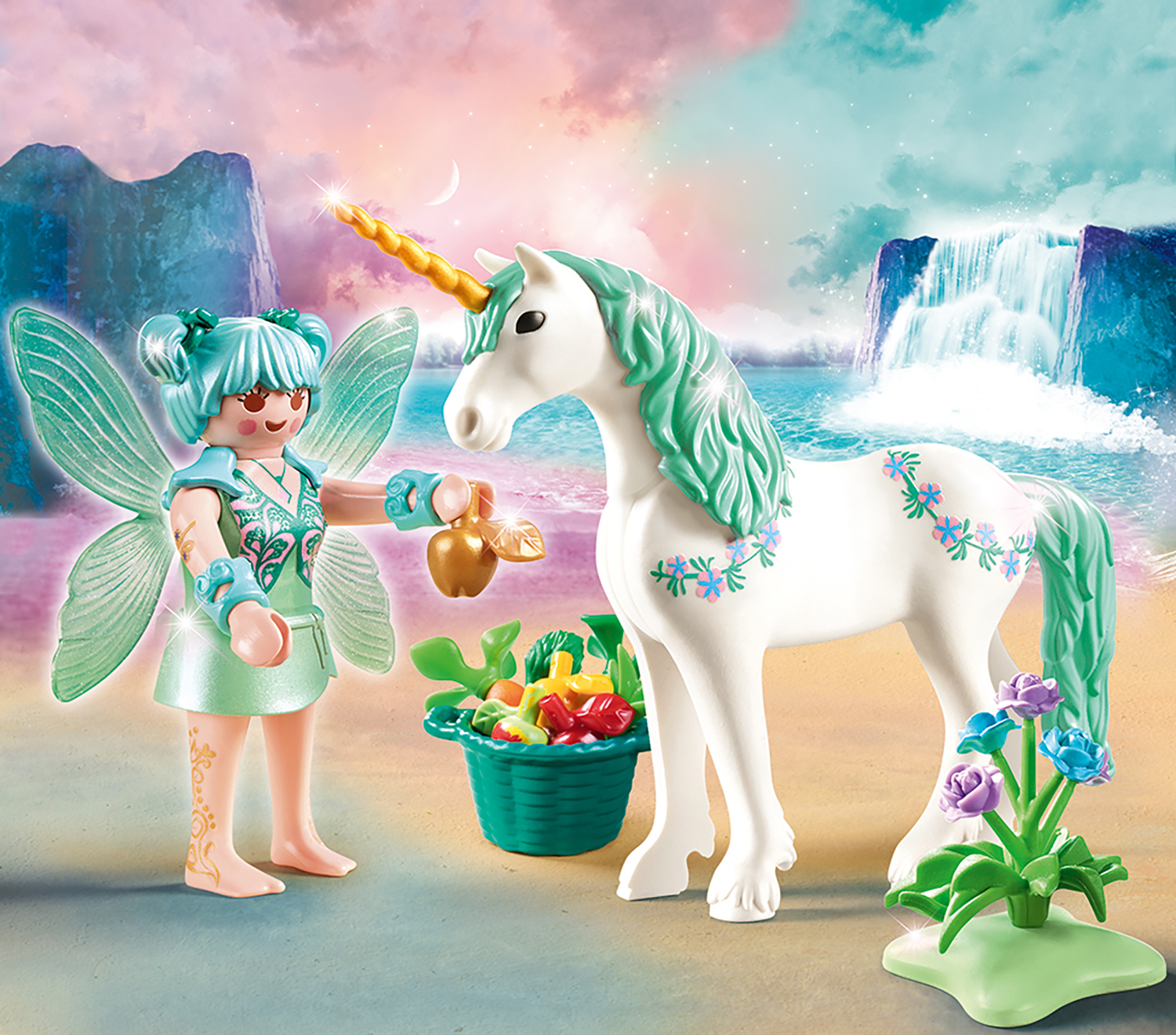 Playmobil: Fairies - Einhorn mit Fütter-Fee