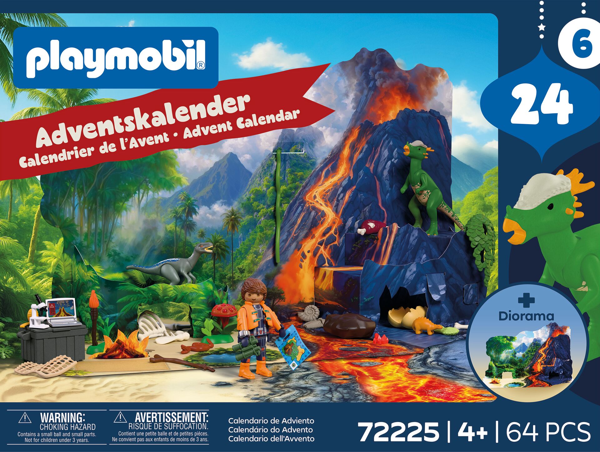 Adventskalender, Diorama, Figuren, Dinosaurier, Lava-Szene