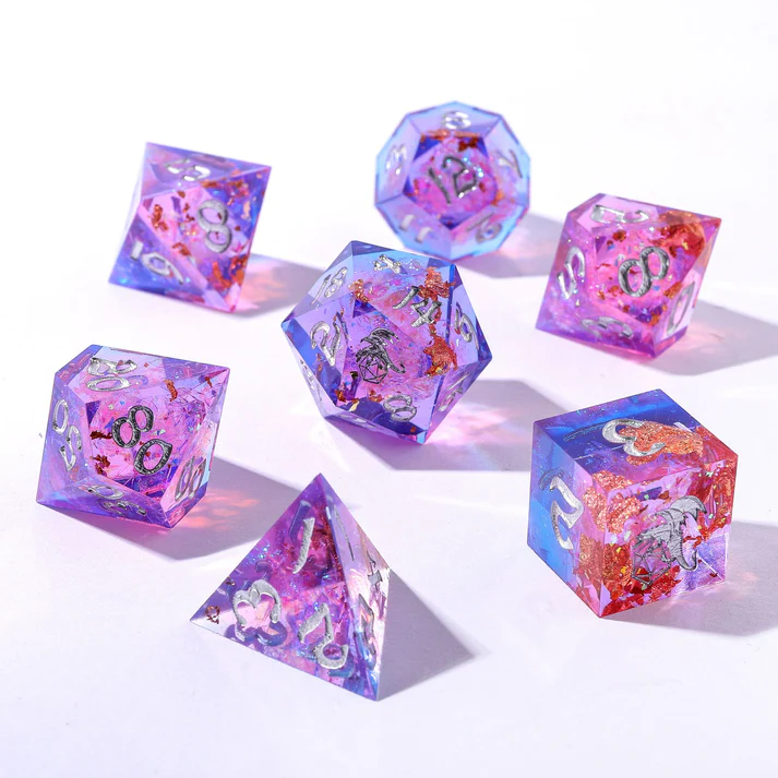 Captured Magic Sharp Edge Resin Dice Set Gilded Storm