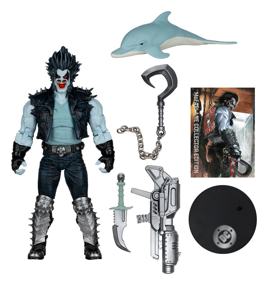 DC Multiverse AF: Lobo (DC Classics) Collector Edition #58 18cm Actionfigur, Drachenfigur, Kette, Schwert, Pistole