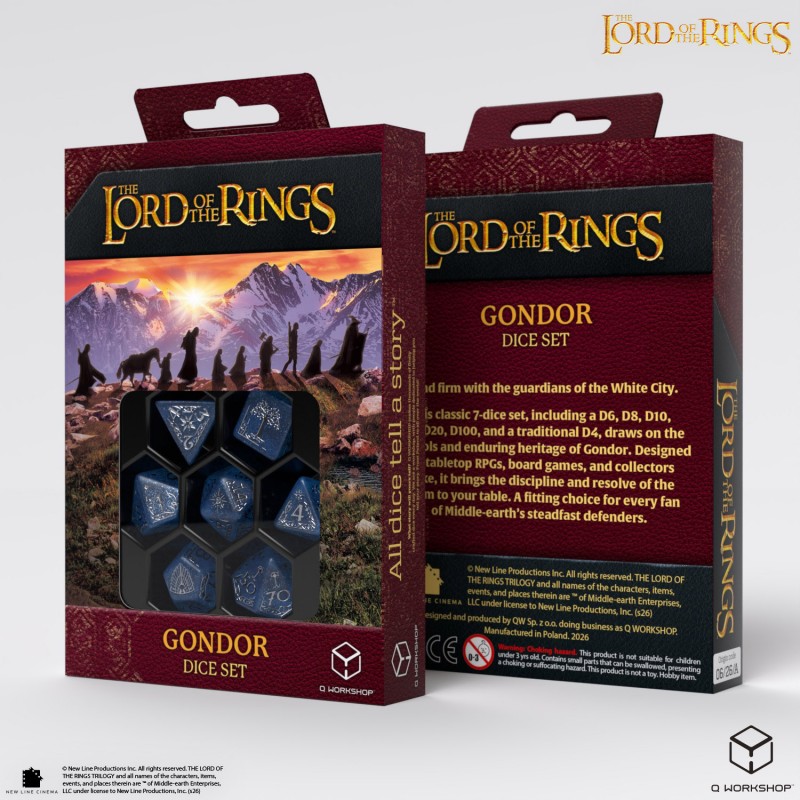 würfelset, Gondor, Der Herr der Ringe, polyedrische Würfel, Tabletop-Spiel