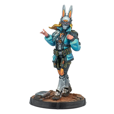 figurine, action figure, hasenmaske, blauer mantel, basishalterung
