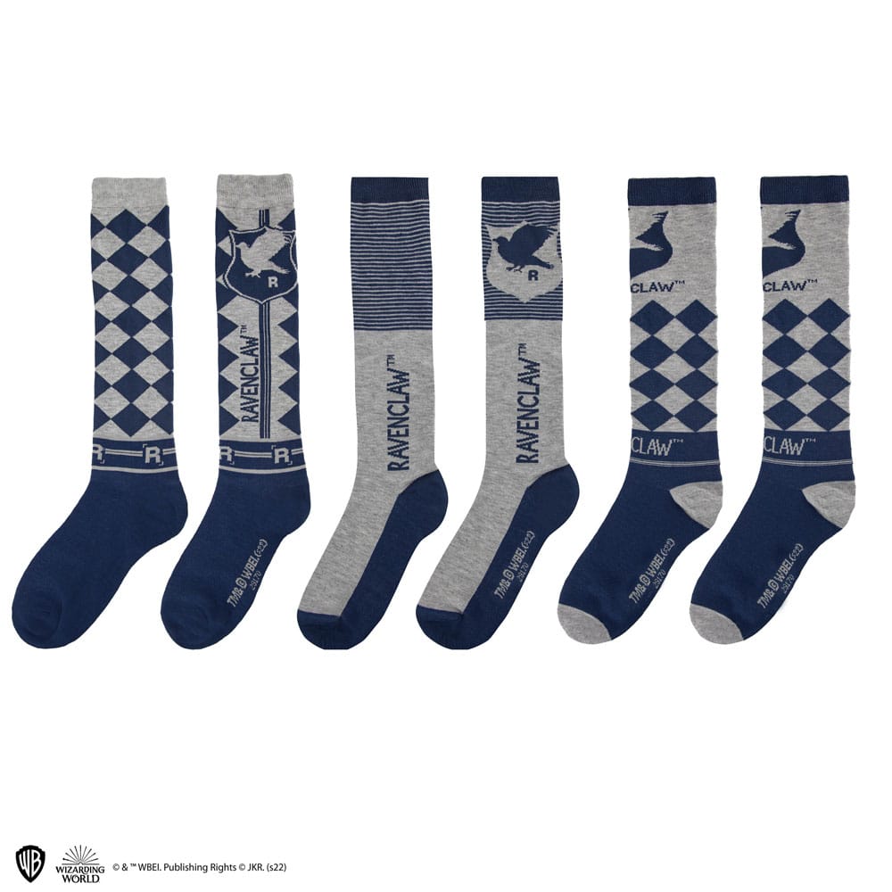 Harry Potter: Kniestrümpfe Ravenclaw 3er Pack (Gr.35-45)