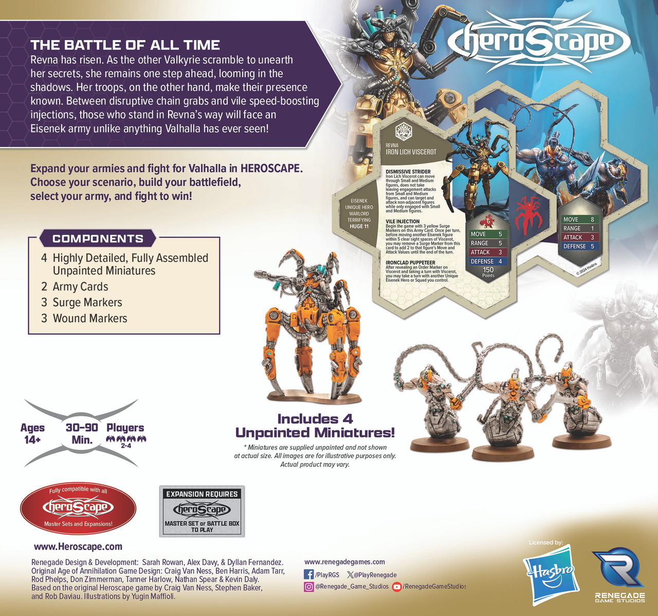 HeroScape - Age of Annihilation: Revna's Rebuke Iron Lich Viscerot and Necrotech Wraithriders Werbung, Plakat, Erwachsener, Mann, Person
