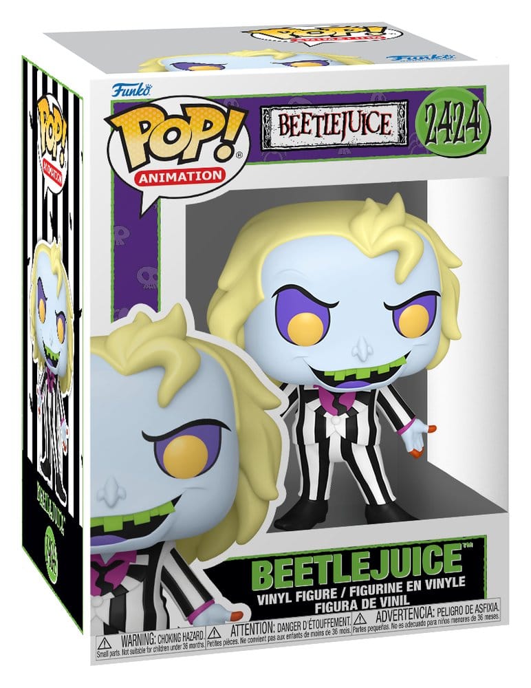 Funko Pop, Vinylfigur, Beetlejuice, Schwarz-Weiß-Streifen, Animationsfigur