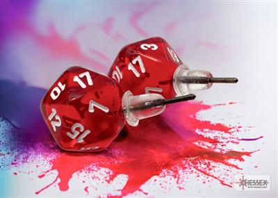 Stud Earrings/Ohrstecker Translucent Red Mini-Poly d20 Pair Stud Earrings/Ohrstecker Translucent Red Mini-Poly d20 Pair
