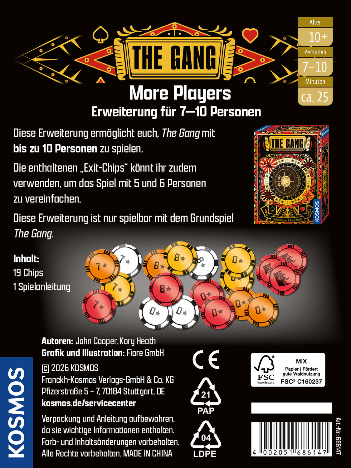 Poker Chips, Kartenspiel, Satz für 7–10 Spieler, Spiele-Erweiterung, Verpackungskarton