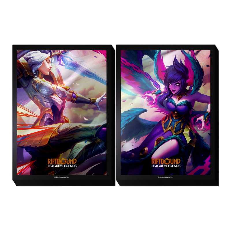 Riftbound TCG: Vendetta Art Sleeves Kayle vs. Morgana (RB04) 艺术印刷, 奇幻艺术, 双面画, Riftborn, 英雄联盟