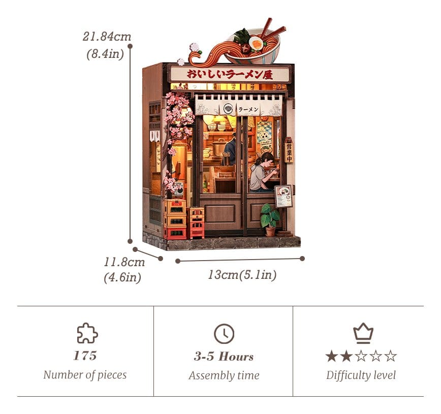 Booknook: Miniature House - Oishii Kyoto Miniature shop, Ramen shop, Japanisches Straßenszene, Diorama, Modelldesign