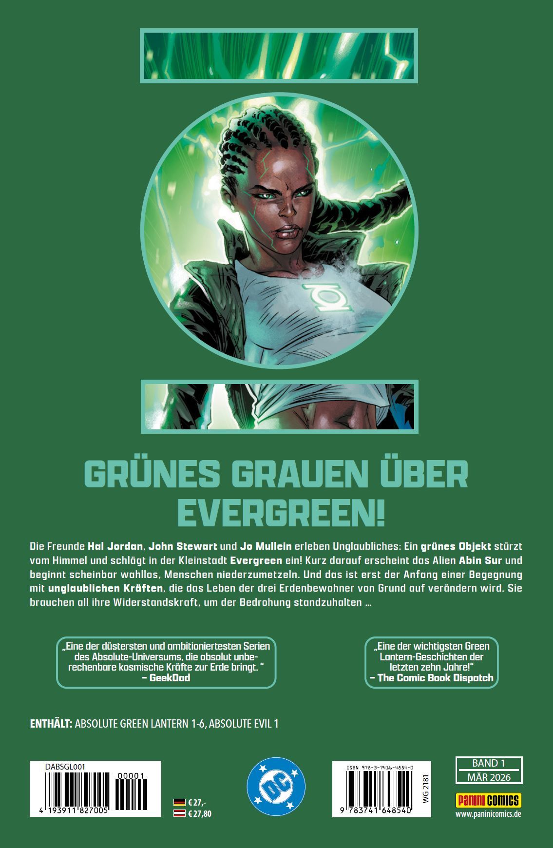 Absolute Green Lantern Bd.1 comic, grüner lanternen?, weiblich?, cape, figurengesicht