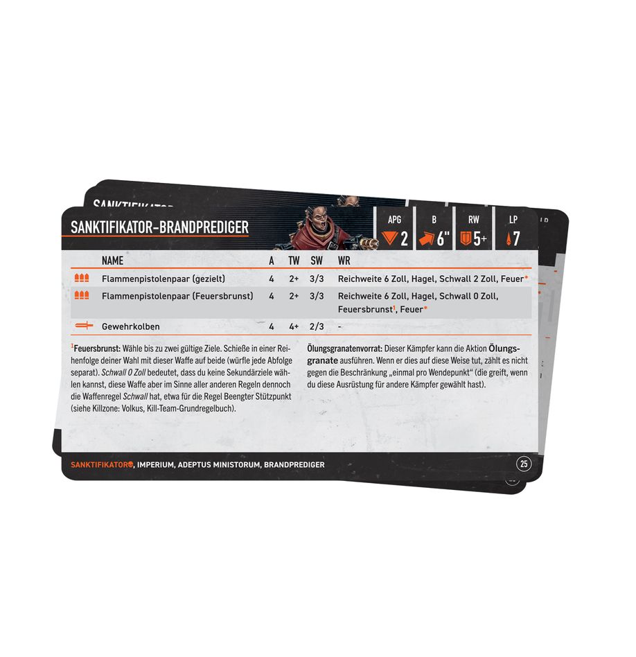 Warhammer 40K: Kill Team - Datacards Sanctifiers dt. Warhammer 40K: Kill Team - Datacards Sanctifiers dt.