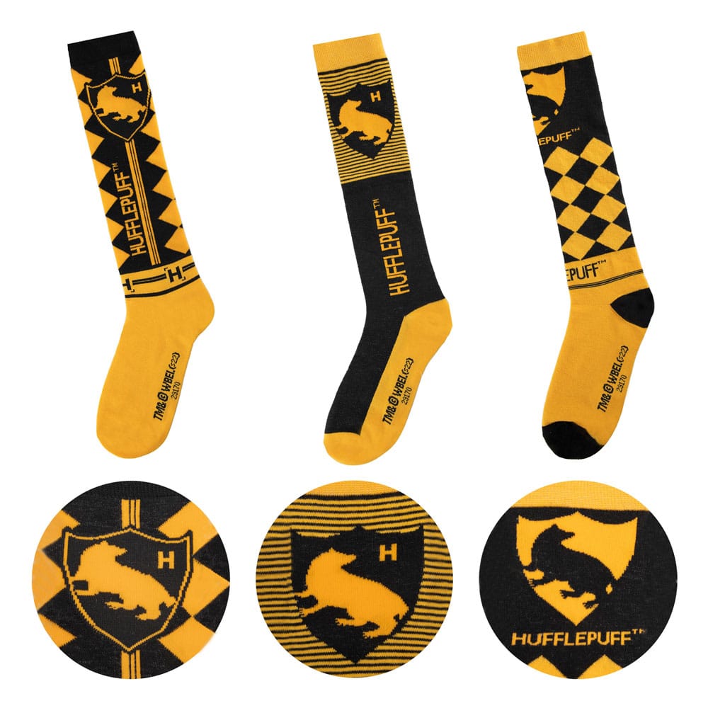 Harry Potter: Kniestrümpfe Hufflepuff 3er Pack (Gr.35-45)