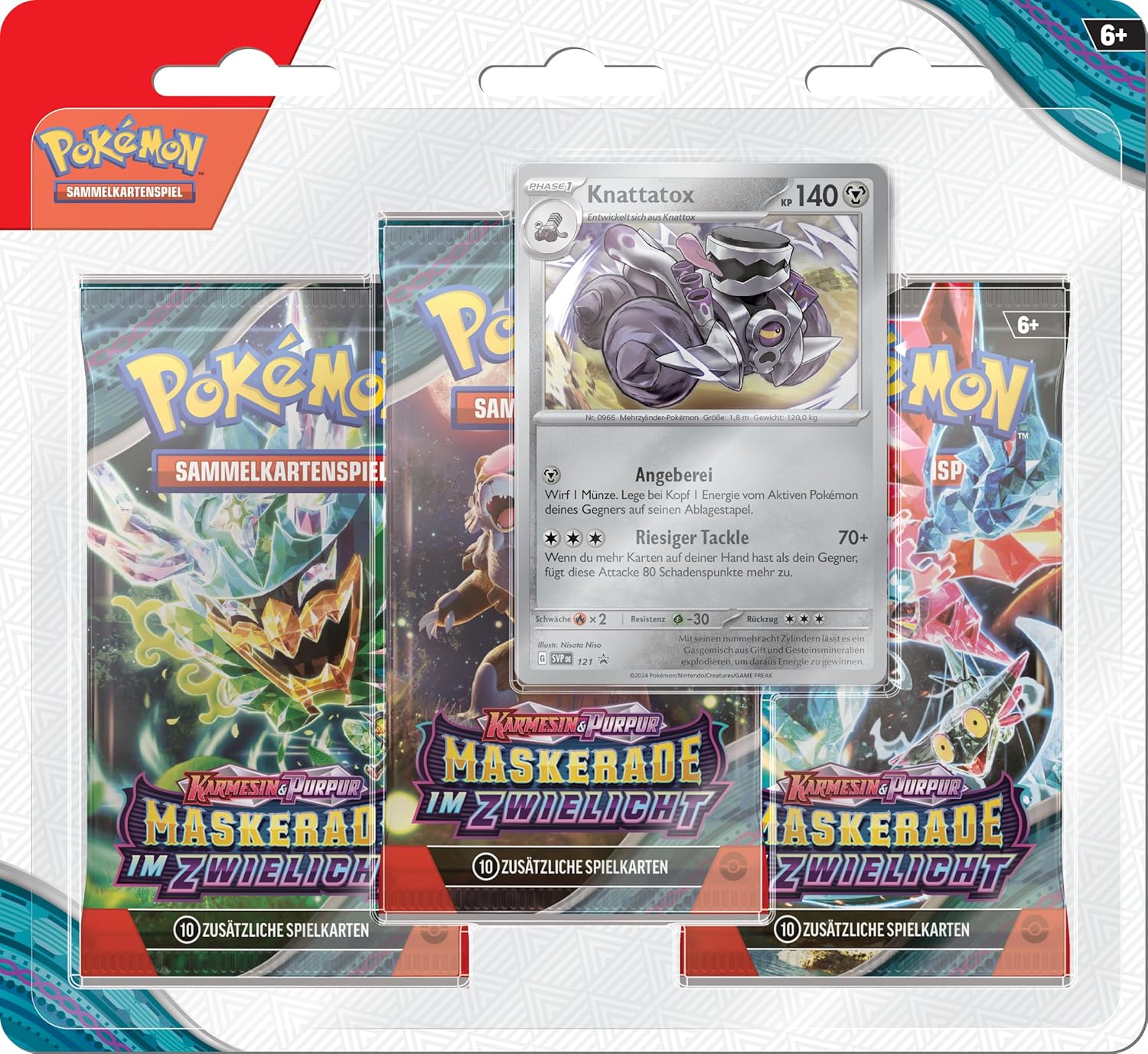 Pokémon CCG dt.: Karmesin & Purpur Maskerade im Zwielicht 3-Pack Blister (KP06) Pokémon CCG dt.: Karmesin & Purpur Maskerade im Zwielicht 3-Pack Blister (KP06)