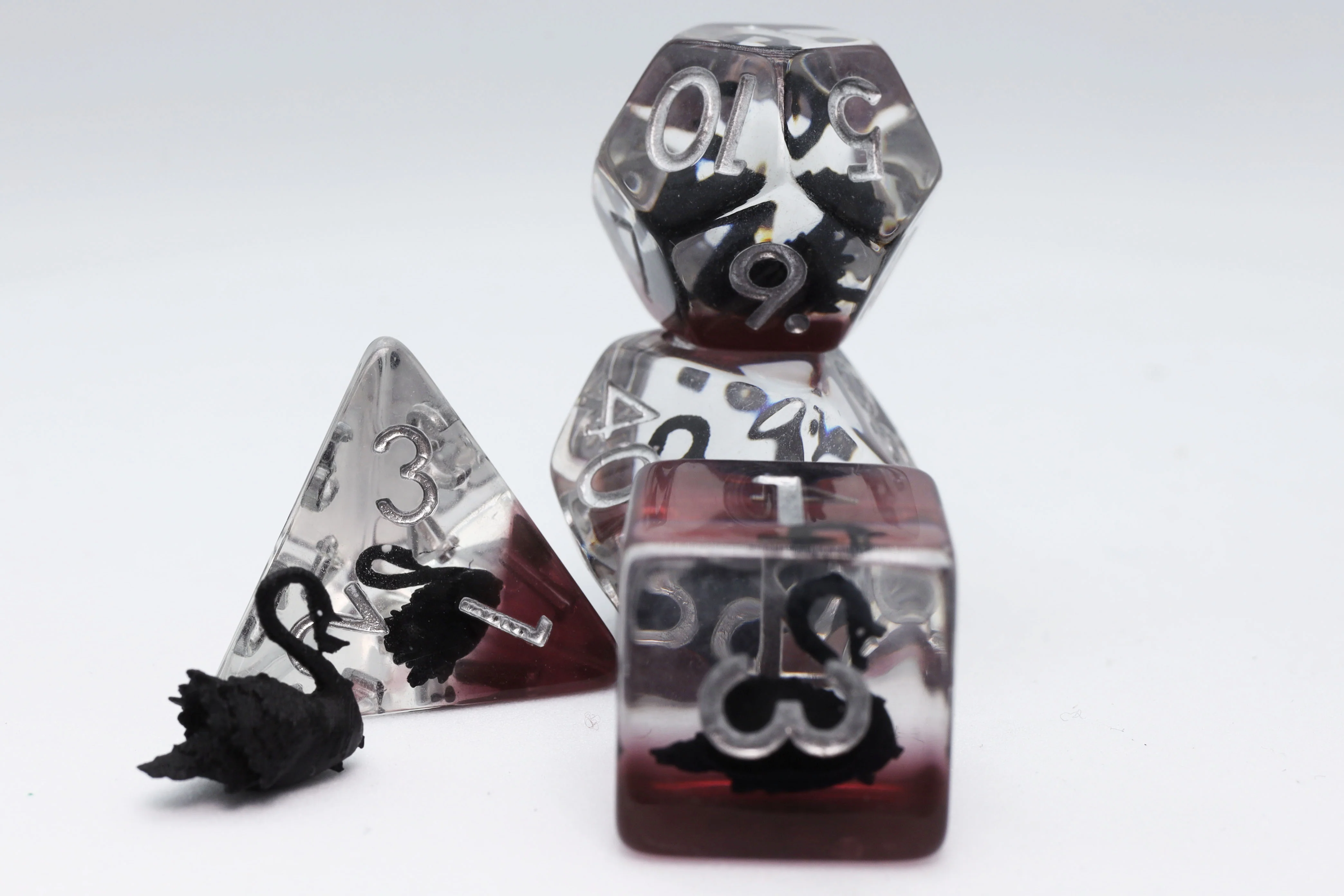 Polyhedral Dice Set: Black Swan (7)