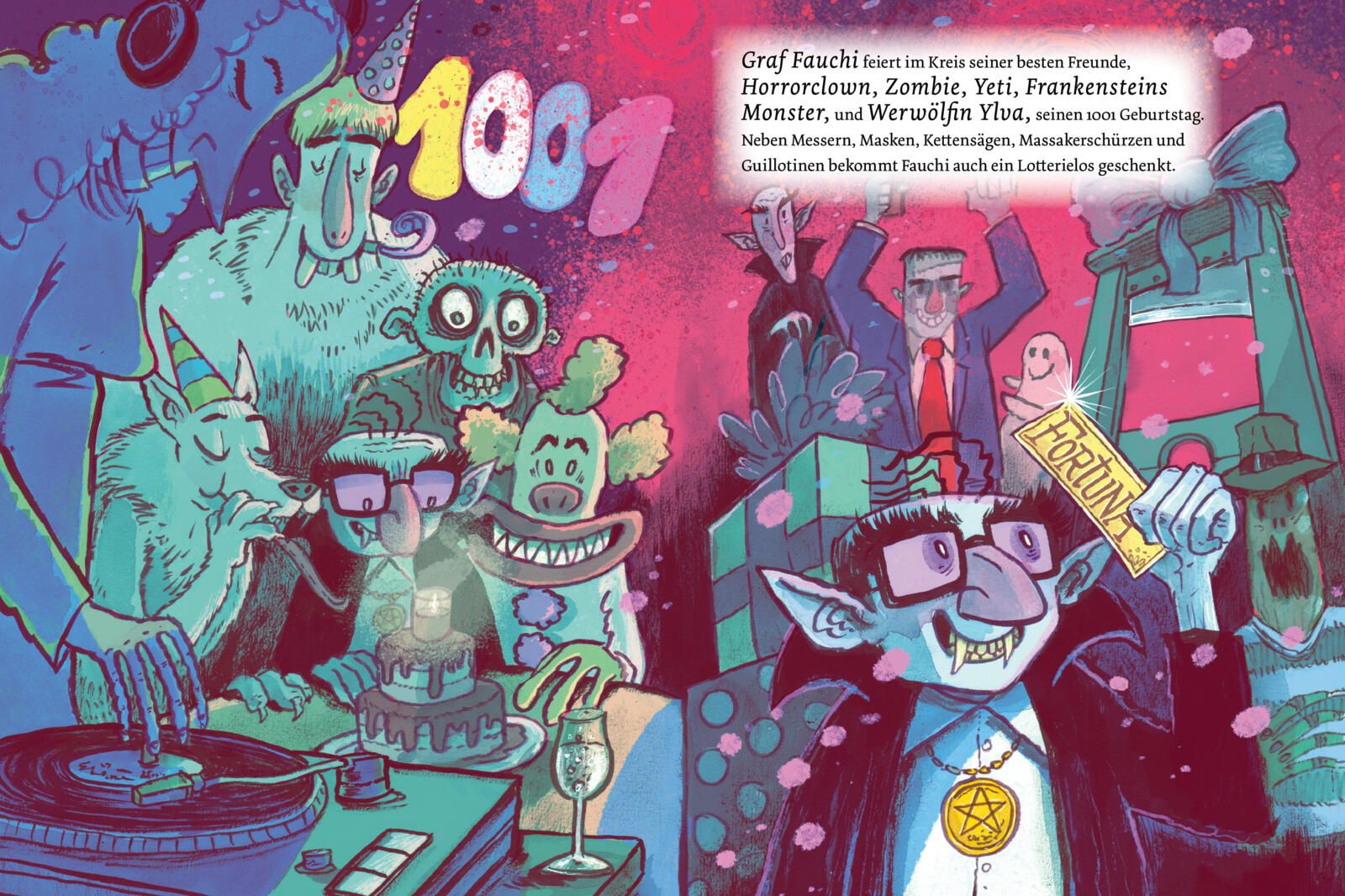 Graf Fauchi und das Tor zur Welt Tortenoberfläche, Monsterparty, Zauberer, Fratz, Lotto-Lotterie